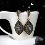 Turkish Gray Crystal Drop Earrings in Plated Alloy
