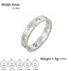 18K Gold Plated Stainless Steel Dog Paw Foot Print Ring in Gold & Silver