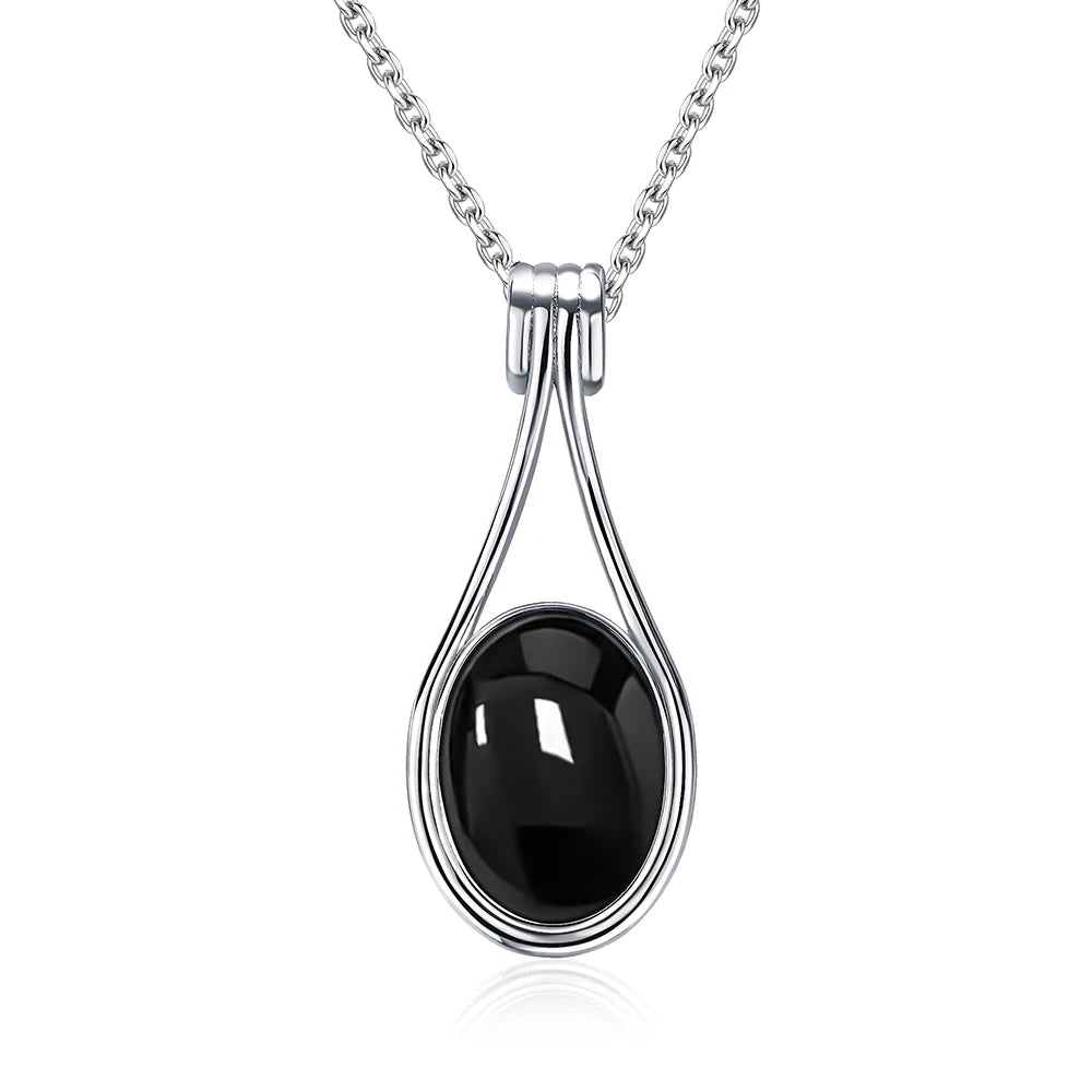 Platinum Plated Sterling Silver Pendant with Natural Labradorite