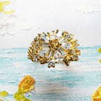 Gold-plated Daisy Cocktail Ring in Sterling Silver with Zircons
