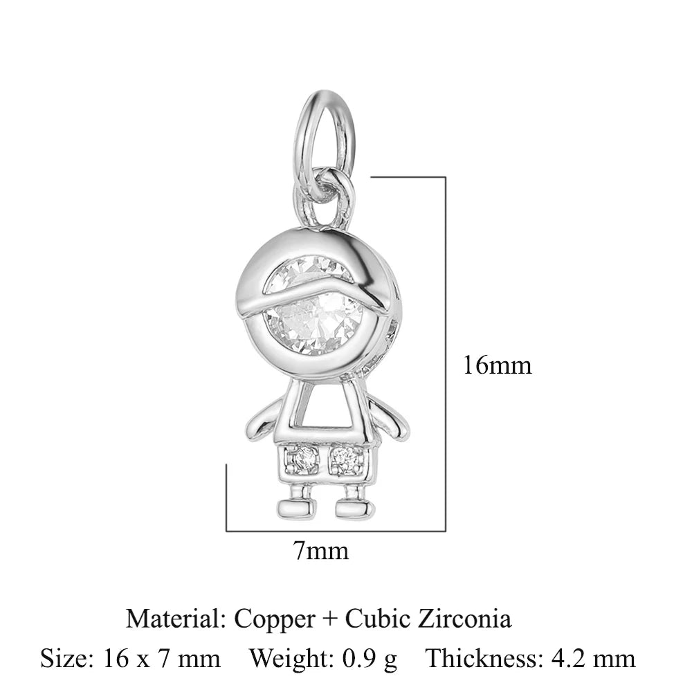 5-Piece Cubic Zirconia Copper Charms for Jewelry Making