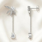 Leaves With Water Drop in 925 Sterling Silver with Zircon Stones