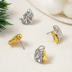 Two Tone Girl & Dog Hug Jewelry Set: Necklace & Earrings, Zinc Alloy