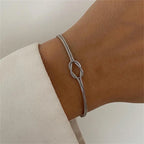 Unisex Stainless Steel Snake Chain Knot Bracelet - Handmade, Minimalist