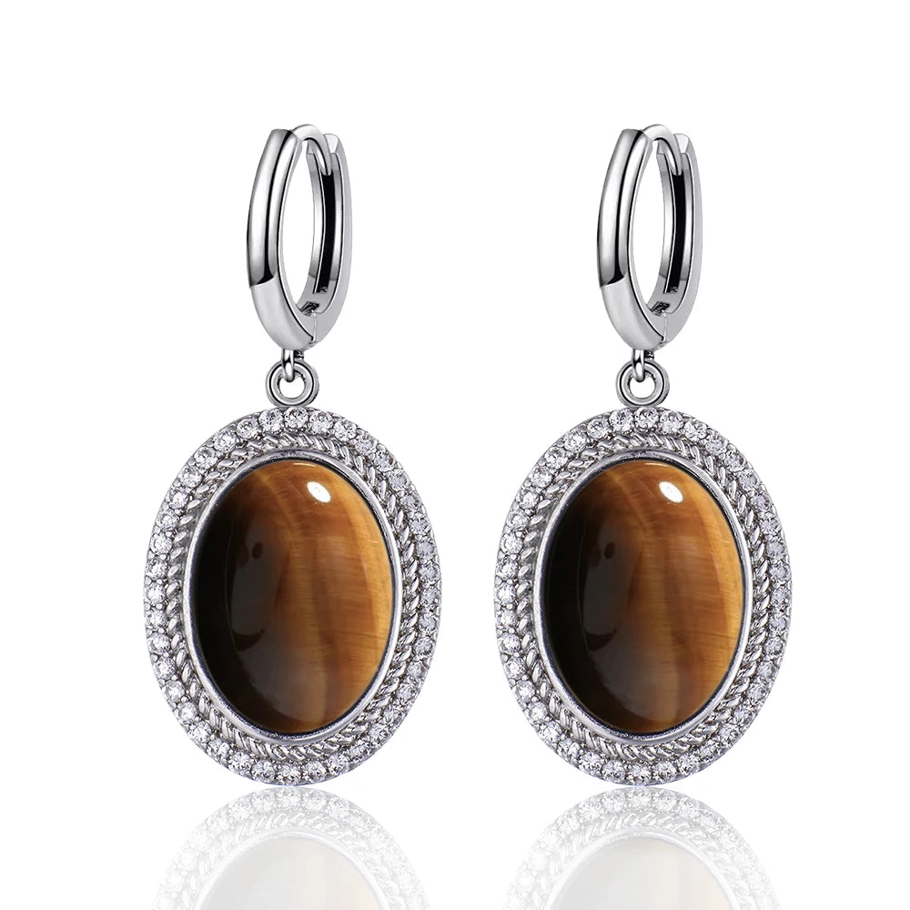 925 Sterling Silver Natural Moonstone Pendant & Earrings Set - Choose Your Stone
