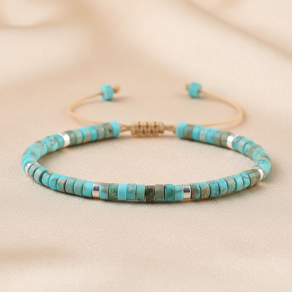 Adjustable Rope Bracelet with Natural Stone Beads - Large Selection