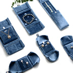 Double-Layer Blue Velvet Jewelry Box – Elegant Jewelry Storage Organizer