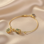 Tourmaline Turquoise Lotus Bracelet in Sterling Plated Copper
