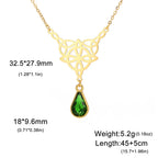 Celtic Knot Stainless Steel Drop Stone Pendant Necklace
