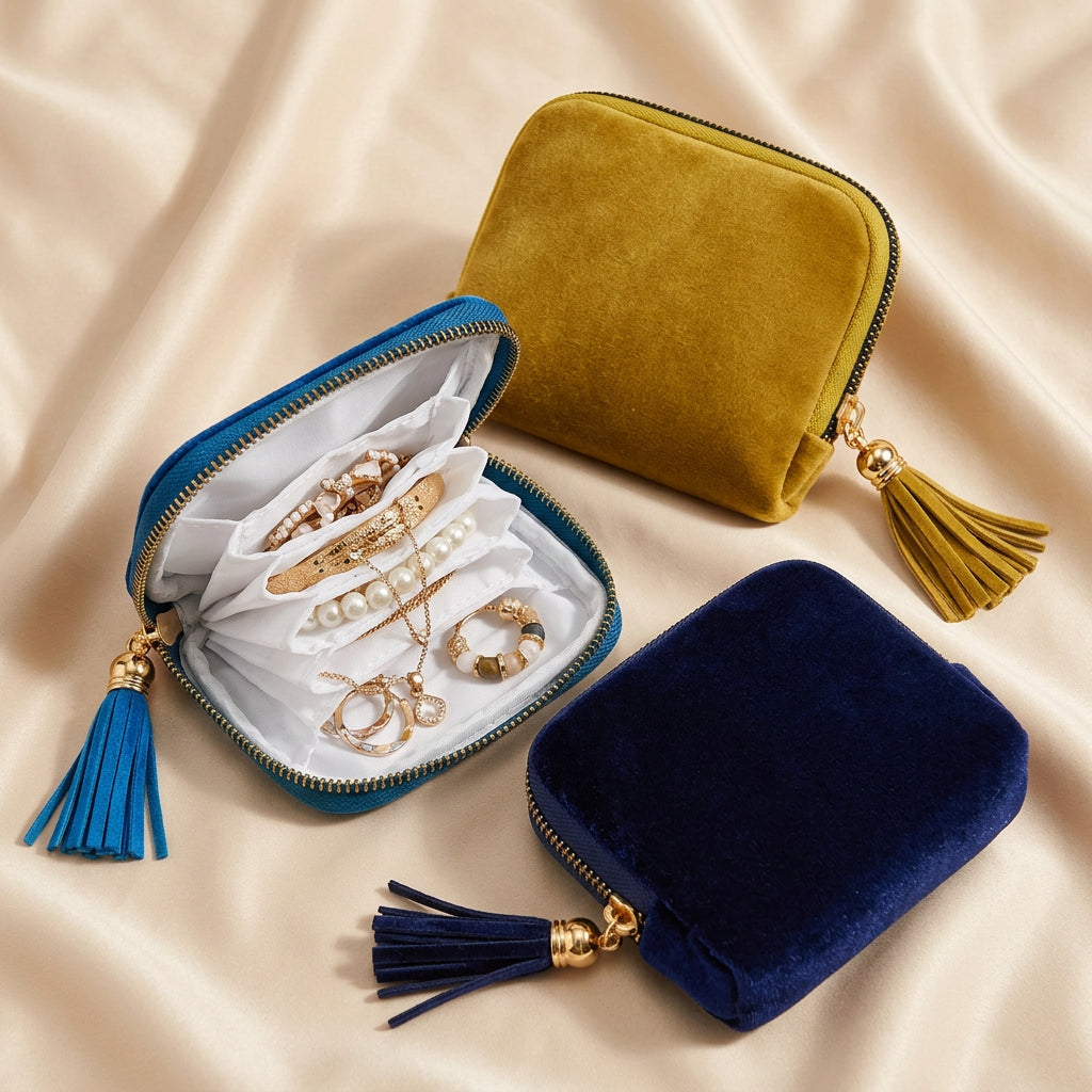 6-Layer Velvet Organizer Pouch – Elegant Travel Storage in 3 Colors