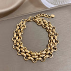Gold-Plated Stainless-Steel Bracelet - Chunky Thick Cuban Chain Statement