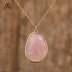 Natural Healing Crystal Pendant Copper Chain Necklace - Choose Your Stone