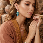 Bohemia Gold Plated Multicolored Natural Stone Leaf Drop Earrings