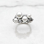 Freshwater Pearl Ring In 925 Sterling Silver with Zircon Stones