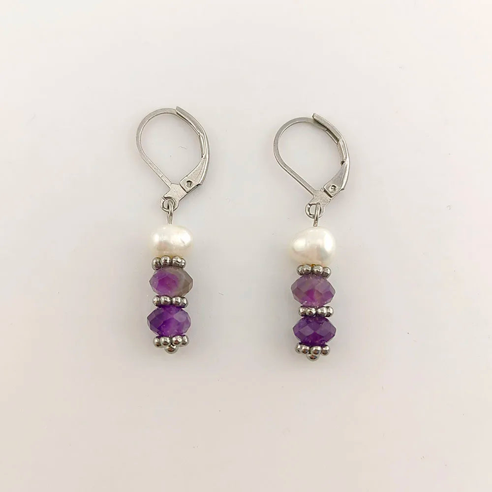8 Colors! 18K Gold Plated Dangle Earrings with Freshwater Pearls & Crystals