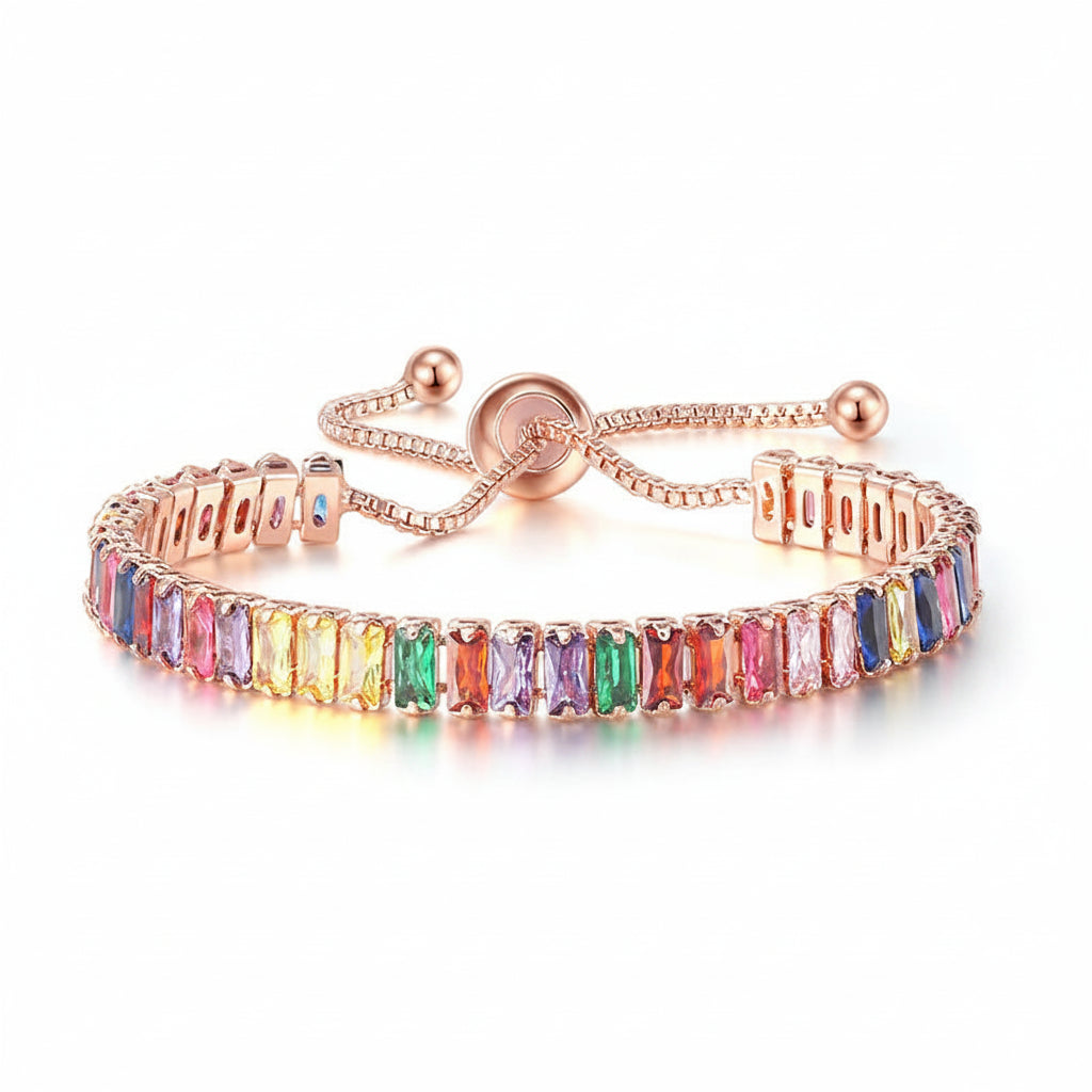 Selection of 925 Sterling Silver Tennis Bracelets with Multi-colored Zircons