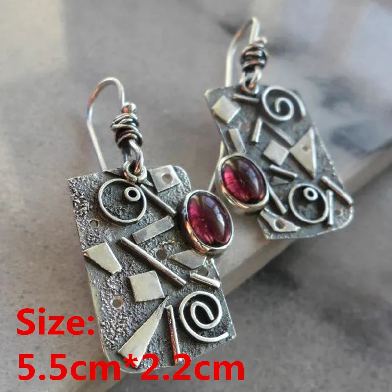 Unique Collection of Handmade Alloy Resin Earrings - Geometric Asymmetric Boho