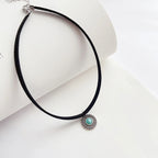 Boho Vamp Rope Choker with Turquoise Pendant