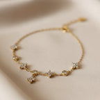 Gold Plated Silver 925 Sterling Silver Zircon Clover Ankle Bracelet