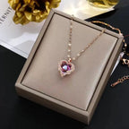 18K Gold Plated Cubic Zirconia Heart Necklace