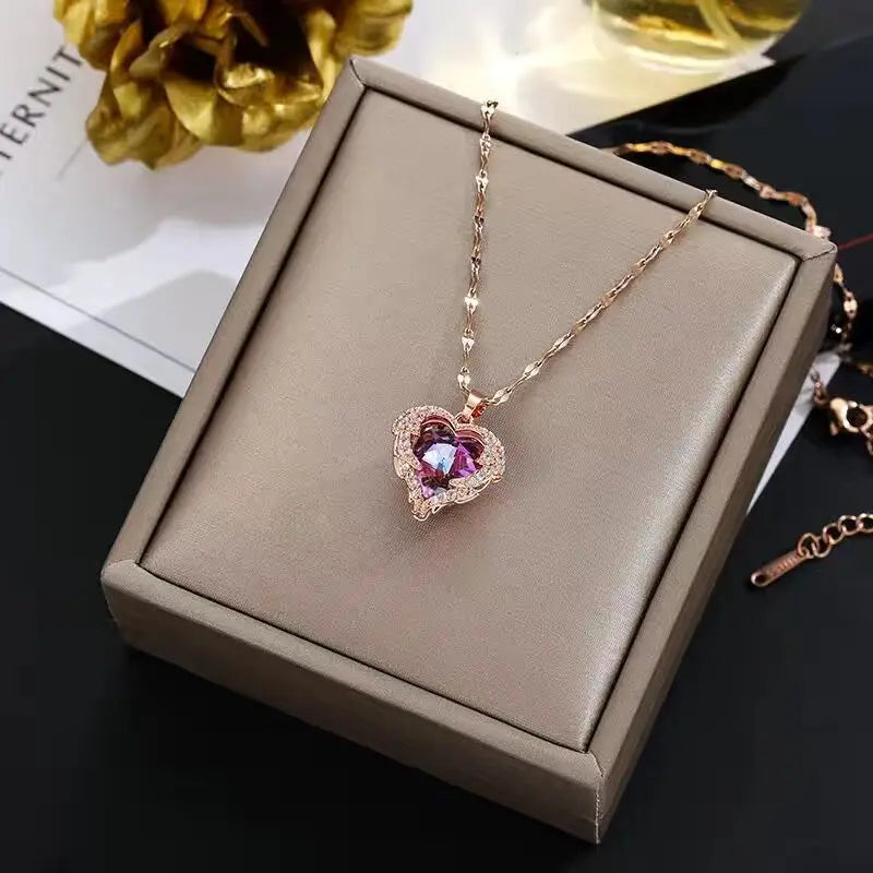 18K Gold Plated Cubic Zirconia Heart Necklace