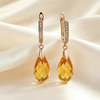 Rose Gold-Plated Copper Drop Earrings with Natural Zircon Stones