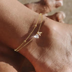 Initial 14K Gold-Plated Stainless-Steel Cubic Zirconia Heart Anklet