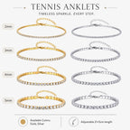 18K Gold Plated Stainless Steel Cubic Zirconia Tennis Anklet