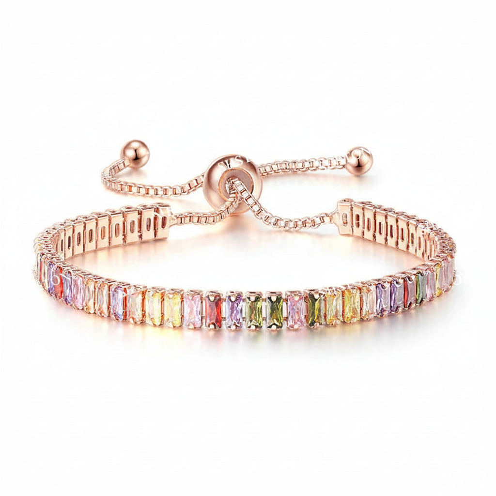 Selection of 925 Sterling Silver Tennis Bracelets with Multi-colored Zircons