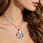 Triple Moon Goddess Opal Witch Knot Necklace