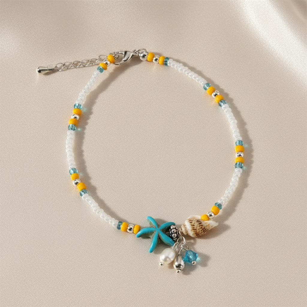 Boho Turquoise Resin Bead Summer Anklet in Zinc Alloy - Choose Your Design