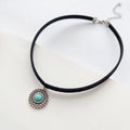 Boho Vamp Rope Choker with Turquoise Pendant
