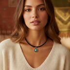 Boho Vamp Rope Choker with Turquoise Pendant