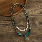 Boho Tiger Eye, Indian Agate & Pearl Layered Necklace