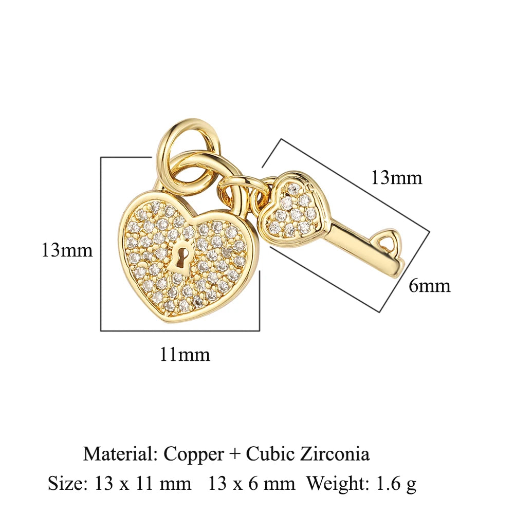 5-Piece Cubic Zirconia Copper Charms for Jewelry Making