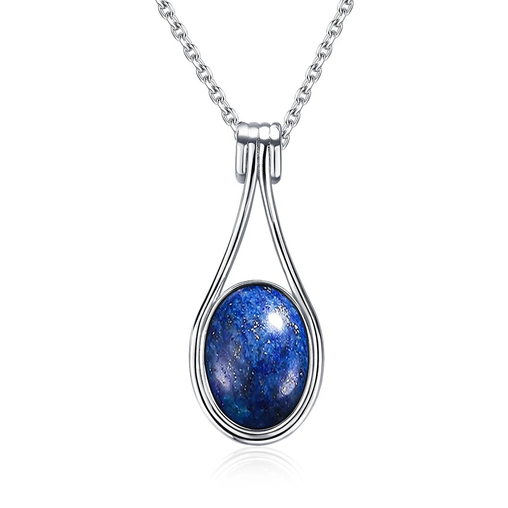Platinum Plated Sterling Silver Pendant with Natural Labradorite
