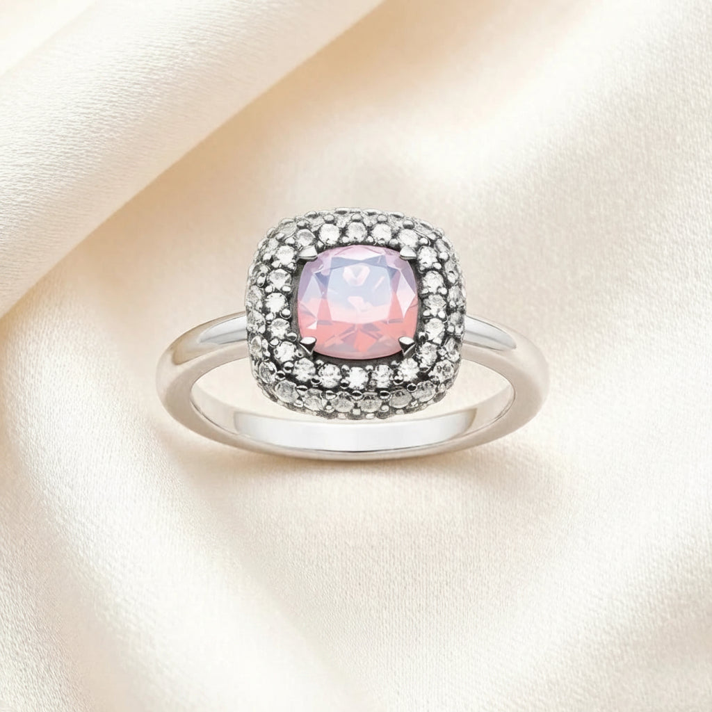 Vintage Inspired Cocktail Ring in 925 Sterling Silver with Zircon Stones