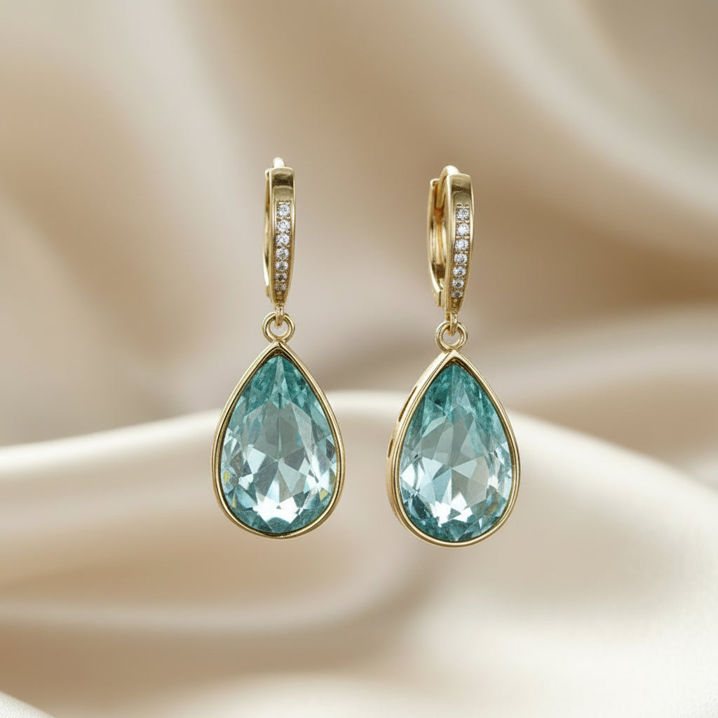 Ocean Blue Cubic Zirconia Cooper Drop Earrings