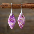Bohemia Gold Plated Multicolored Natural Stone Leaf Drop Earrings