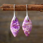 Bohemia Gold Plated Multicolored Natural Stone Leaf Drop Earrings