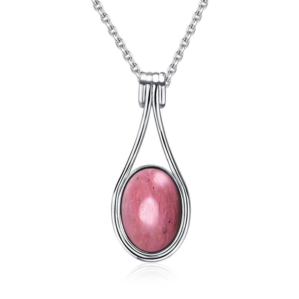 Platinum Plated Sterling Silver Pendant with Natural Labradorite