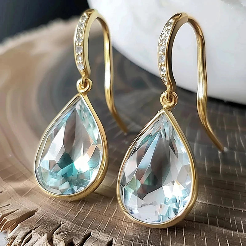 Ocean Blue Cubic Zirconia Cooper Drop Earrings