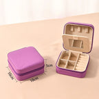 Elegant Leather Travel Jewelry Box – Compact Jewelry Organizer in 12 Colors
