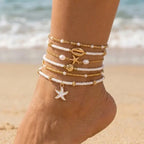Bohemia Multilayer Rice Bead Starfish Summer Anklet - Choose Yours