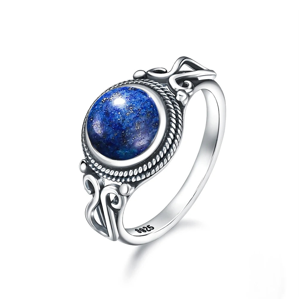 925 Sterling Silver Gemstone Ring – 8mm Natural Stone, Choose Your Favorite Gemstone