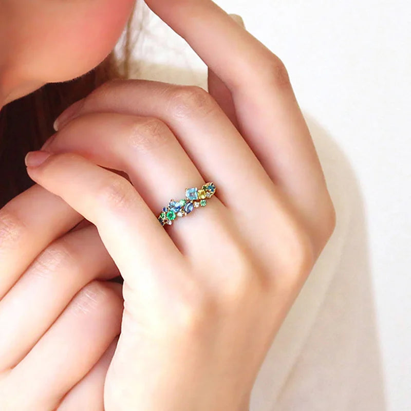 Nature Inspired Cubic Zirconia Brass Ring
