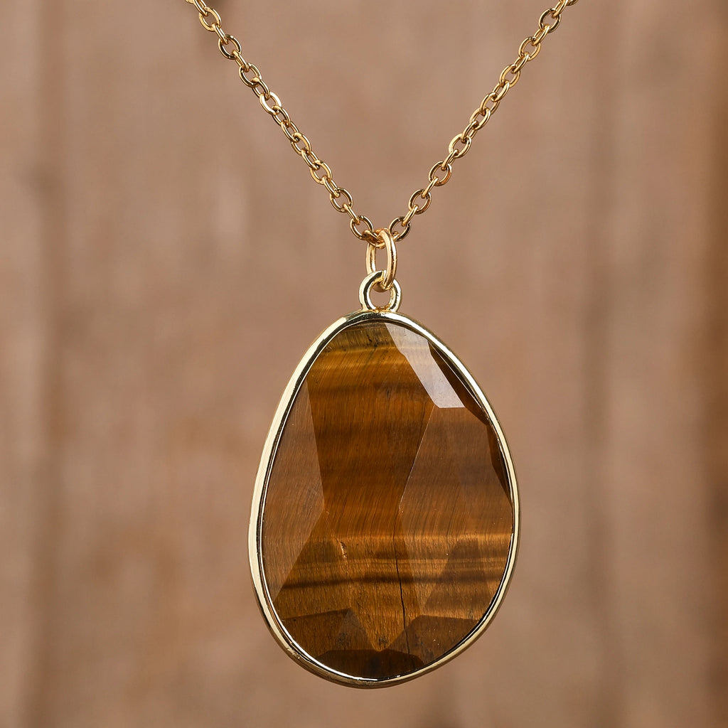 Natural Healing Crystal Pendant Copper Chain Necklace - Choose Your Stone