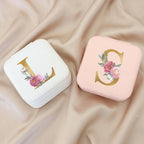 Personalized Gold Initial Floral Jewelry Box – Romantic Travel Jewelry Case
