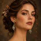 Turkish Gray Crystal Drop Earrings in Plated Alloy