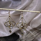 Creative Star Orbit Acrylic Bead Titanium Earrings Geometric
